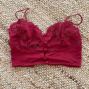 Red lacy bralette